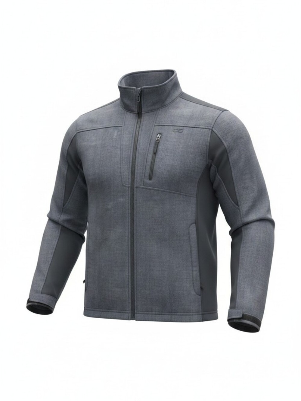 CB Sports Men's Gray Softshell Full Zip Jacket Zipped Pockets Size XL